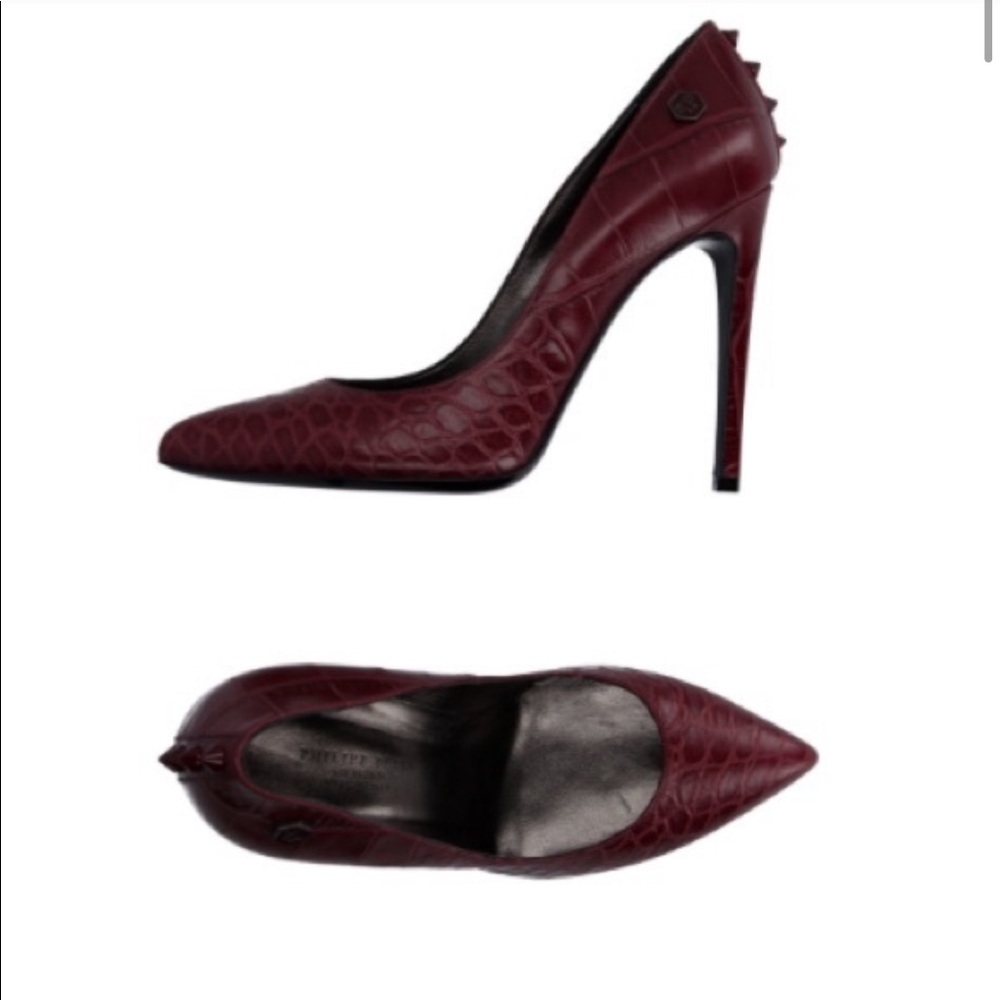 Philipp Plein alligator heels in burgundy, EU 38